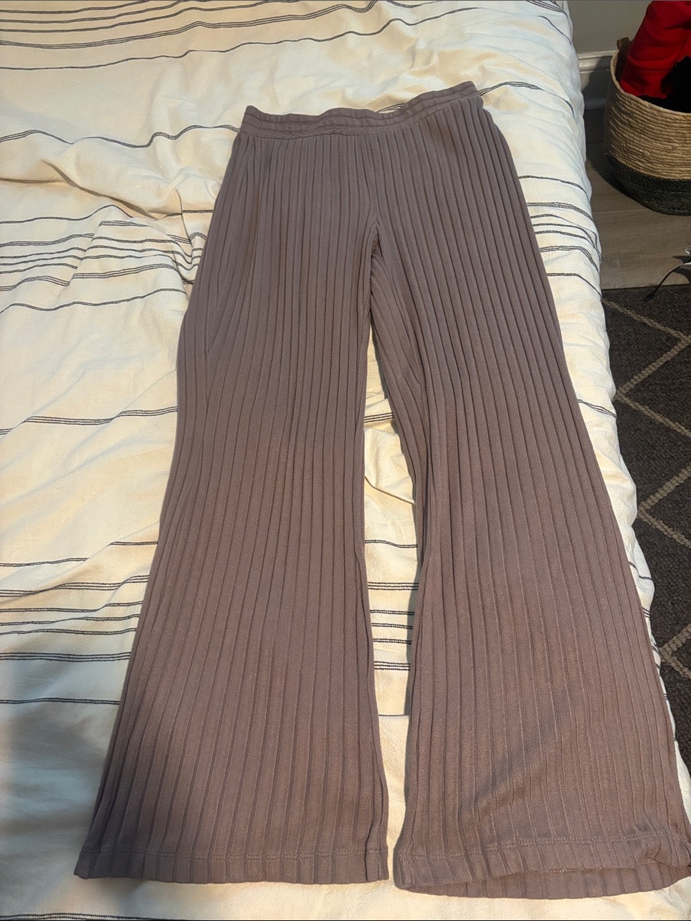 Altar'd State:   Intimates, Ribbed Wide-Leg Knit Pants - Mauve Brown (s)